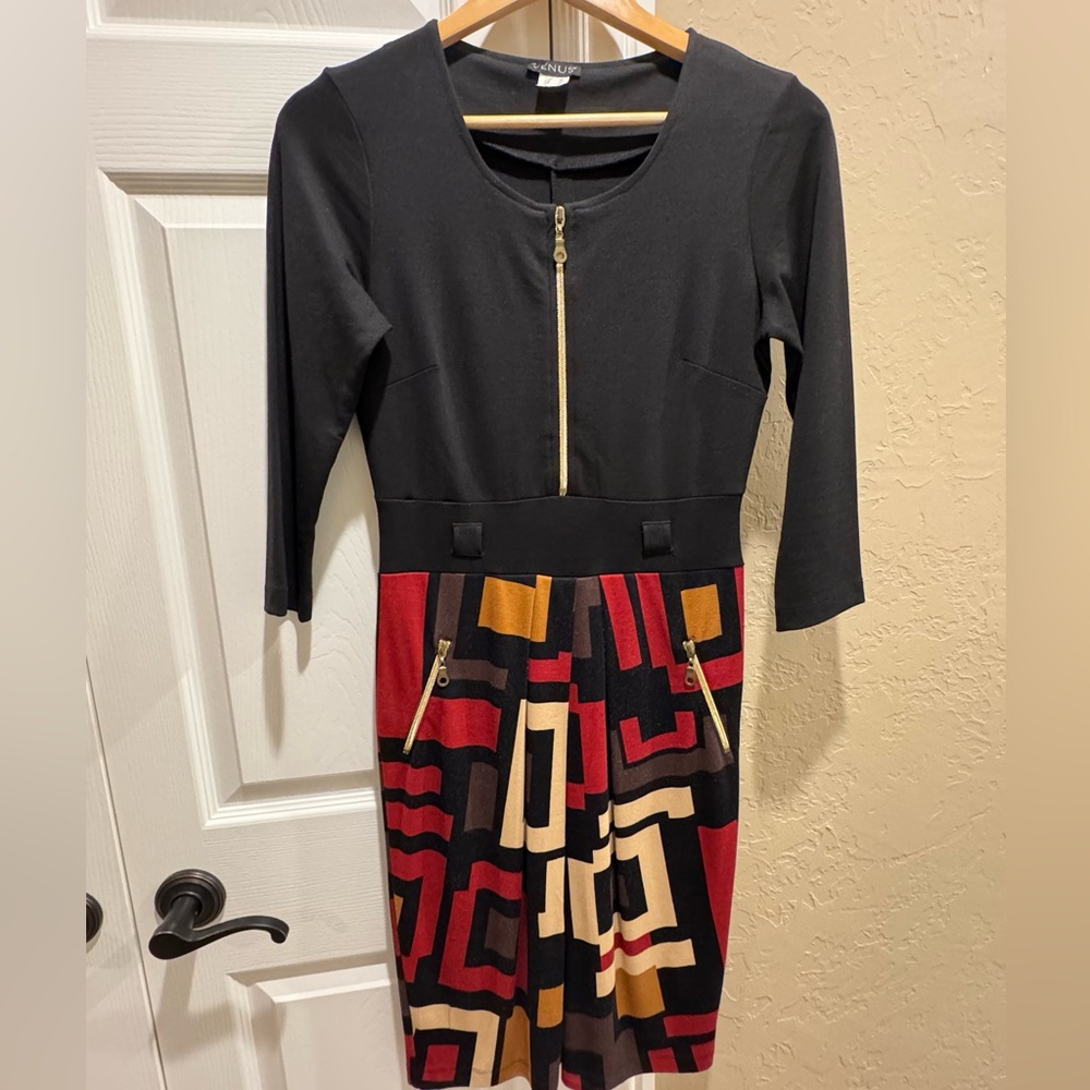 VENUS Black and Red Asymmetrical Dress